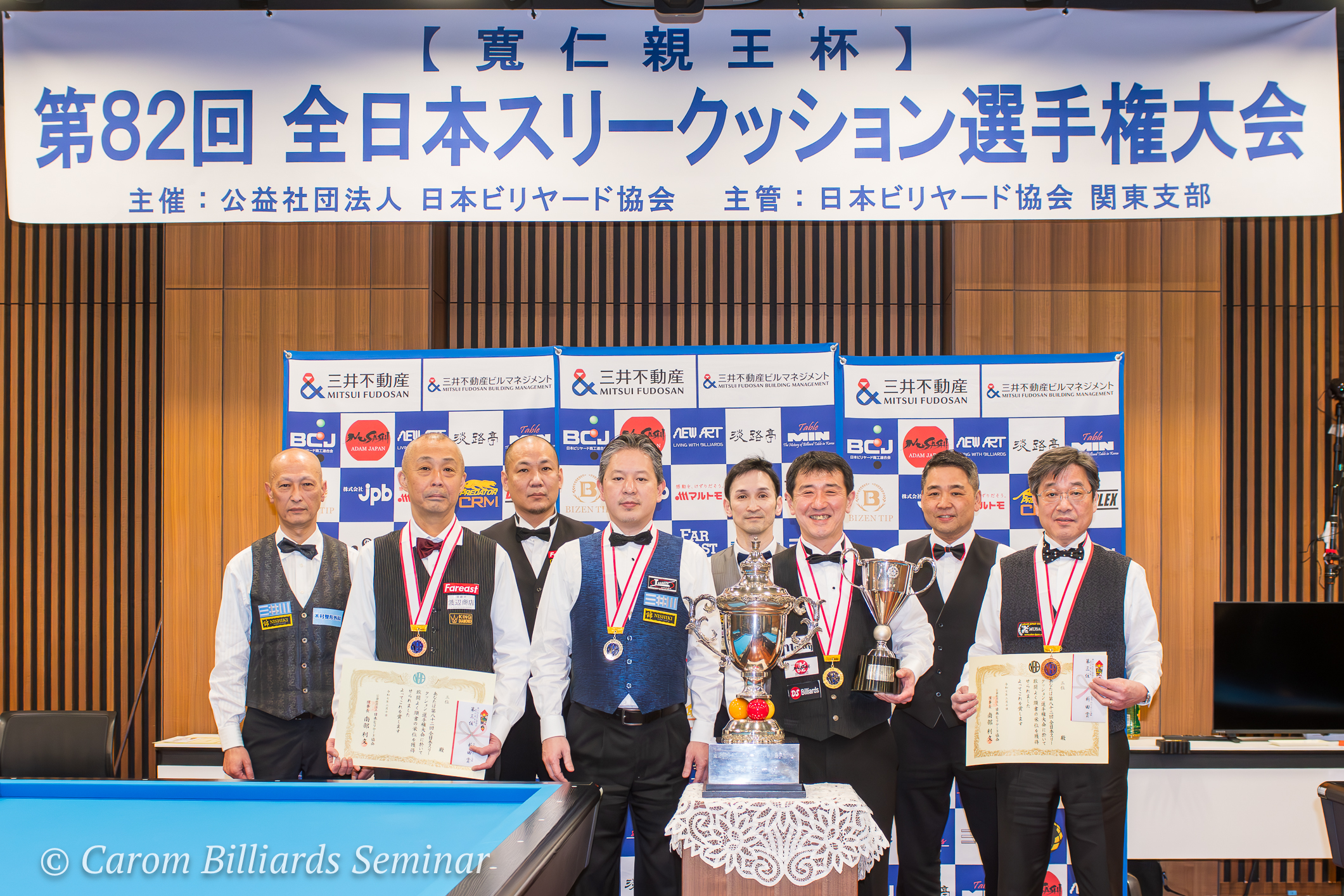 第82回 全日本スリークッション選手権大会 入賞選手です